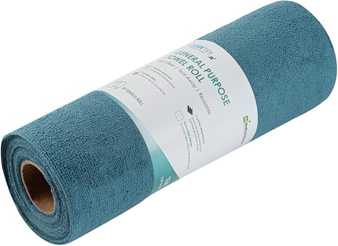 Restaurantware-Clean Tek Professional 11.8 x 11.8 Inch Microfiber Towel Rolls, 300 Reusable Towel Rolls - Tear Away, Perforated, Teal Microfiber Cleaning Roll, For All The Cleaning Tasks