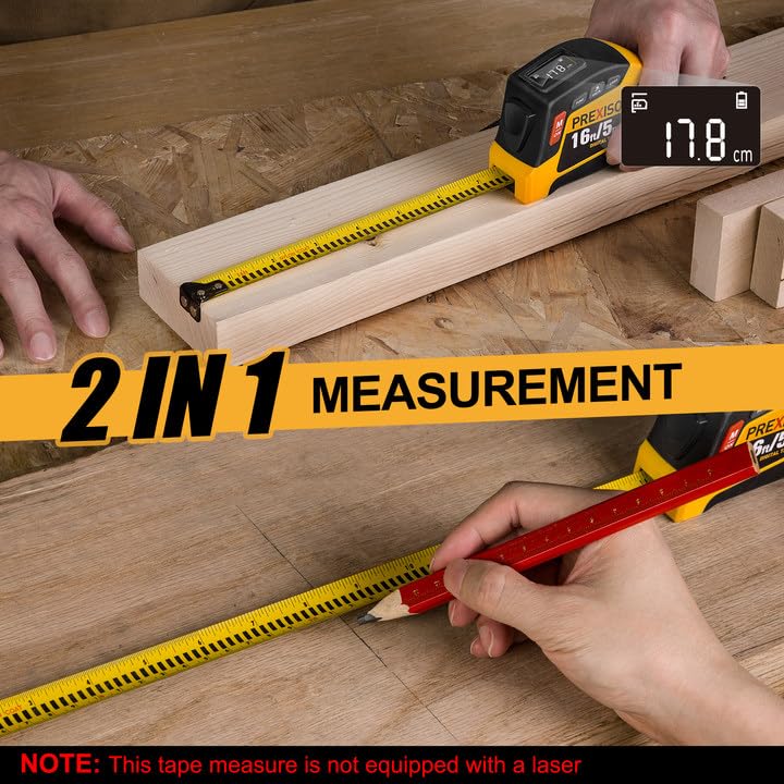 PREXISO 2-in-1 Digital Tape Measure, 16Ft Rechargeable Measuring - Image 5
