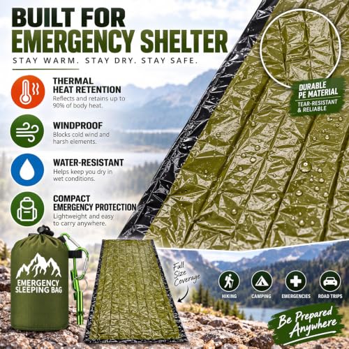 12 Pack Emergency Sleeping Bag for Adults, Survival Bivy Sack - Image 7