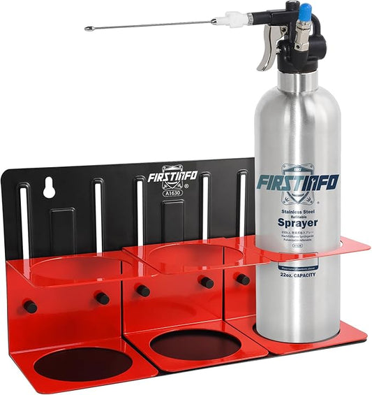 FIRSTINFO Patented Max. Pressure 110psi / 650ml Stainless Steel Canister Refillable Aerosol Spray Can w/Storage Holder
