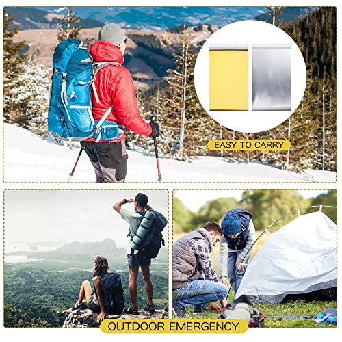 100 Pack Emergency Thermal Blankets Foil Space, Gold, Silver - Image 7