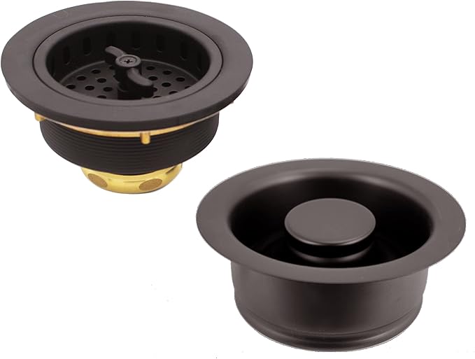 Westbrass D2155-12 Wing Nut Style Large Kitchen Basket Strainer with Waste Disposal Flange and Stopper, Oil Rubbed Bronze