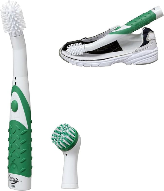 Sonic Scrubber Electric Shoe Cleaning Brush with 2 Brush Heads, Green