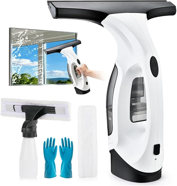 Window Vacuum Squeegee Cordless, 2000Pa Electric Window Cleaner Tool 11" Window Cleaning Kit Shower Squeegee for Shower Doors, Mirrors, Car Windshields & Tiles