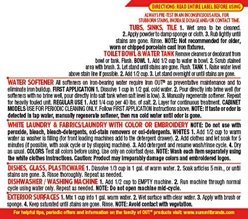 Iron OUT Powder Rust Stain Remover, Remove and Prevent Rust Stains in Bathrooms, Kitchens, Appliances, Laundry, and Outdoors, 1 Pound 12 Ounce, Pack of 6