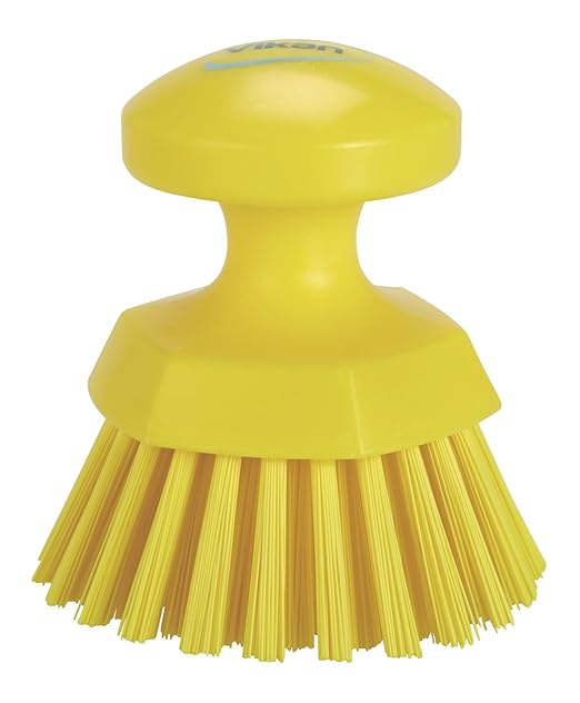 Vikan 38856 Brush,Scrub,Round,Stiff,5",PP/PBT,Yellow