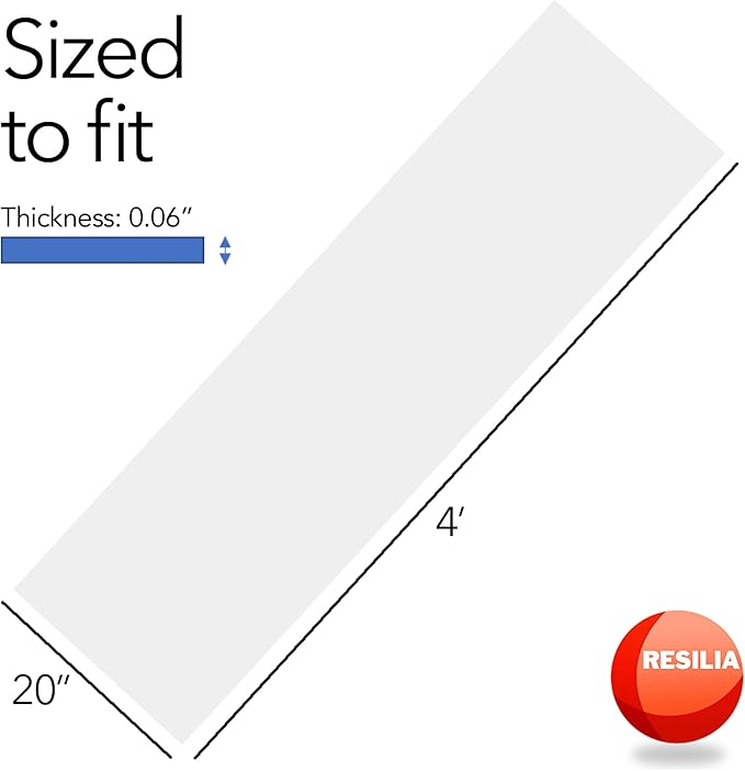 RESILIA Closet Shelf Liner for Wire Shelving – Pack of 4, 20" Wide x 4' Long Heavy Duty Waterproof Liners, Clear PVC Covers for Kitchen Pantry, Bathroom Closet, & Cabinet Storage, Made in The USA