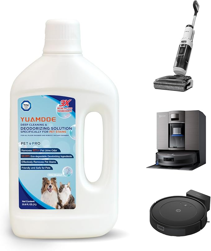 Deep Cleaning & Deodorizing Solution, TÜV Rheinland Certification, Pet Friendly, Compatible with Floor Washers&Robotic Vacuum Cleaners, Ecovacs, Tineco, Roborock, Dreame, Eufy, iRobot