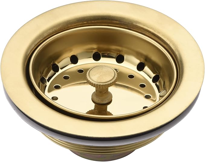 Luxier KS03-G 3-1/2 in. Drop-In Kitchen/Bar Sink Basket Strainer in Brushed Gold