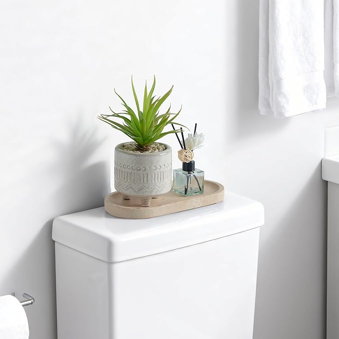 Travertine Tray, Marble Tray for Bathroom countertop,Non-Ceramic/Non-Resin，Stone for Storing Perfume, Cosmetics and Jewelry 10 * 5inch （Travertine）