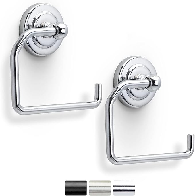 Jack N’ Drill 1-Pack Toilet Paper Holder with Free Towel Hook, European Style Wall-Mounted Toilet Paper Bathroom Organizer and Storage in Chrome Finish for your Home, Bathroom & Office (2 Pack Chrome)