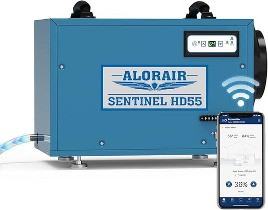 ALORAIR Wi-Fi Crawlspace Dehumidifier, 113 Pint with Drain Hose for Crawl Space, Basement, Commercial and Water Damage Restoration, Compact and Portable, Auto-Defrost