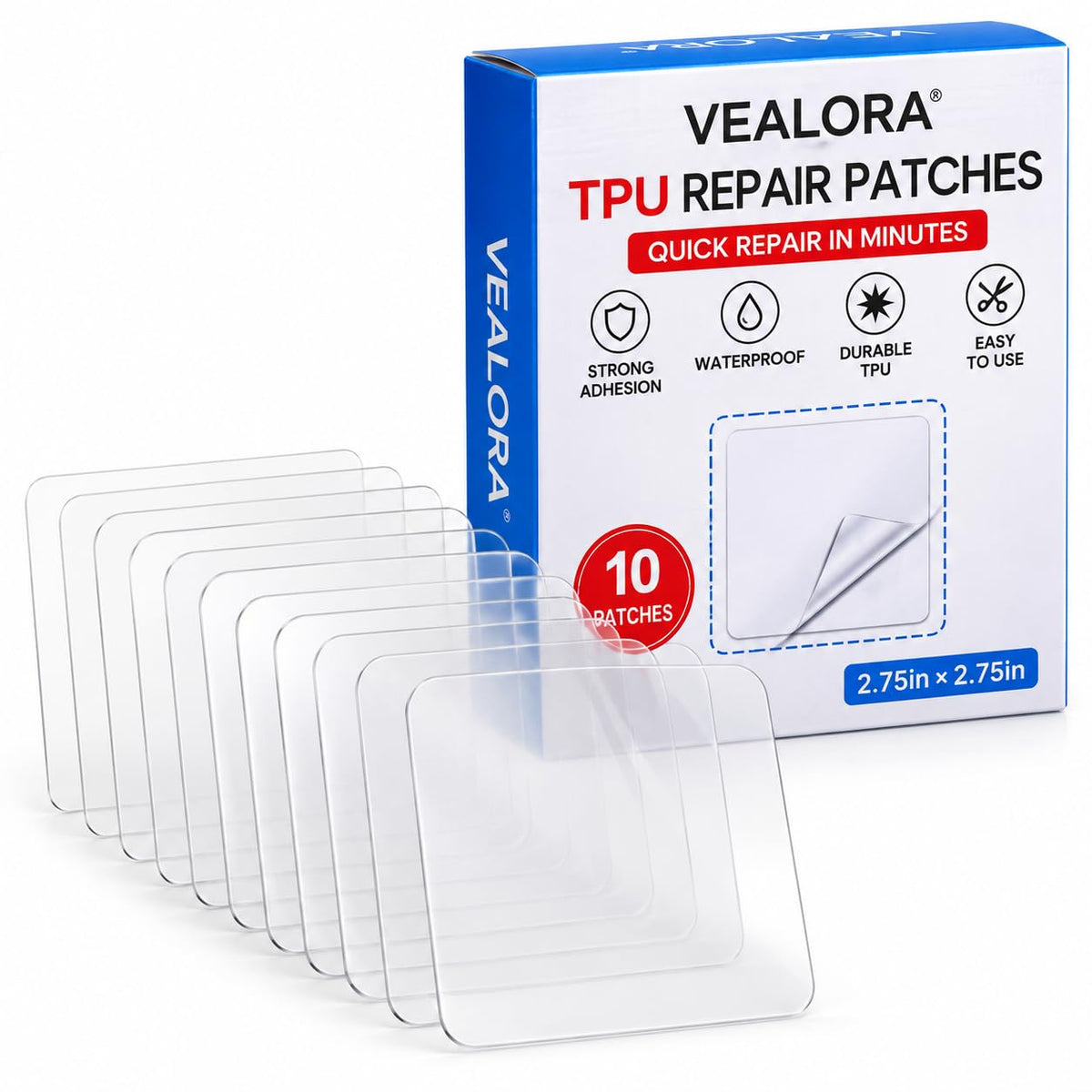 Inflatable Patch Repair Kit, 10 Clear TPU Patches - Image 1