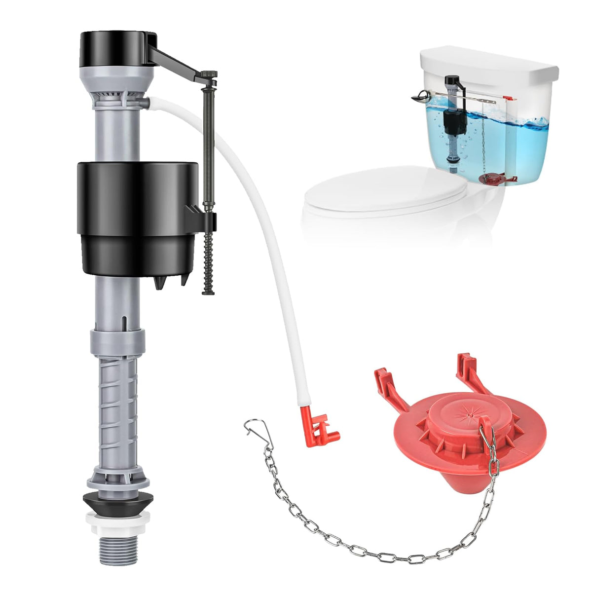 Universal Toilet Repair Kit, Height Adjustable Fill Valve - Image 1