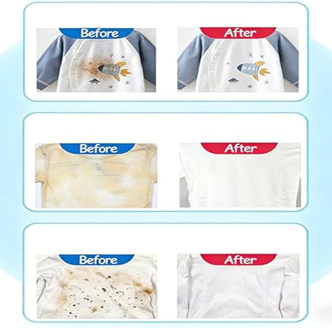 Hyper Concentrated Active Oxygen Laundry Powder 500g Chlorine-Free Formula Removes Milk Sweat Oil Stains Gentle & Safe Protects Fabric and Skin Color-Safe Deep Stain Remover for Clothes (1PCS)