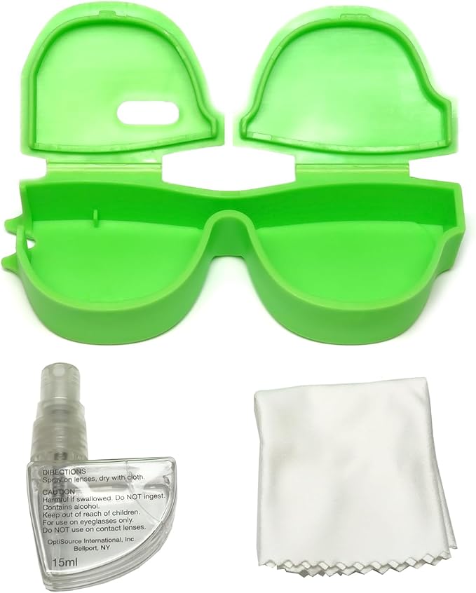 Calabria Kool Klean 2 Pack Eyeglasses Lens Cleaner Kit Pink/Green 15ml Cleaning Spray, White Cleaning Cloth Eyewear Cleaning