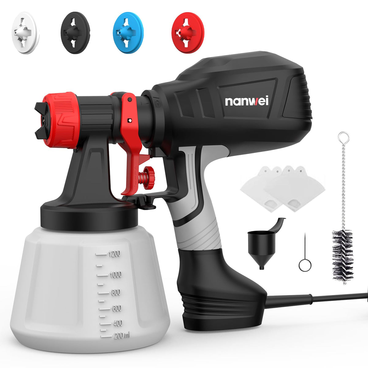 NANWEI Corded Paint Sprayer, 650W Spray Gun with 1200ML Container - Image 1