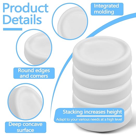 12 Pieces Anti Vibration Pads for Washing Machine, Silent Washer Dryer Feet Anti Vibration Mat, Universal Rubber Washing Machine Stabilizer Support, Stop Moving Waling, Reduce Noise (White)