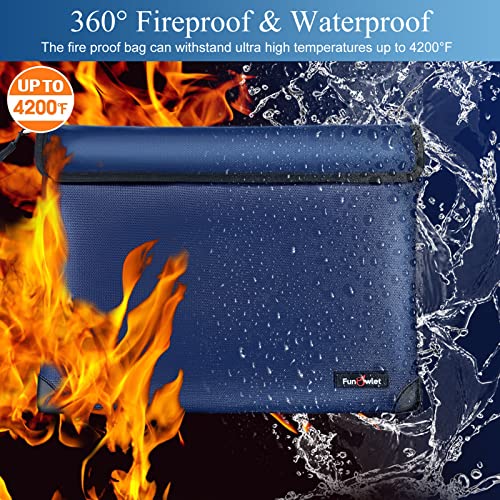 Fireproof Waterproof Money Document Bag, 13.9"x10.6", Blue - Image 3