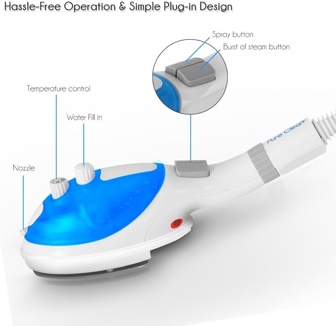 Pyle Pure Clean InstaPress Garment Steamer with Steam Burst | Compact Handheld Supreme Steam Iron, Jet Spray, Adjustable Temperature, Accessories Kit - PSTMIR14