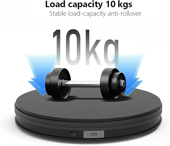 YVV Black 13.8in Rotating Display Stand, USB Powered 360 Rotating Turntable, Electric Turntable Display for Product Photography, Jewelry, Models, 22LB Load, Motorized Display Base for Exhibits