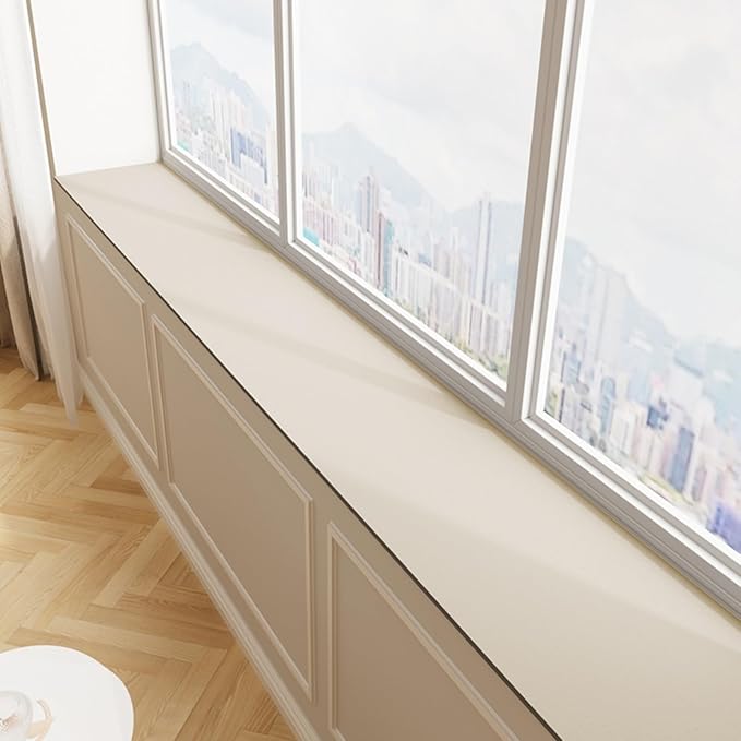 Window Sill Cushion Pad - Narrow Adjustable & Waterproof Window Seat Mat for Bay Windows, Absorbent Dust-Proof Liner with Non-Slip Backing,Cut-to-Fit (Ivory, 31''x12'')