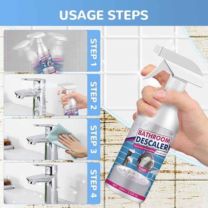 Bathroom Descaler Cleaner, 2025 Upgraded Multipurpose Stubborn Stains Cleaner, Bathroom Descaler Cleaners, Bathrooms Cleaning Foam Spray for Kitchen Bath Sink Glass (1) (1)