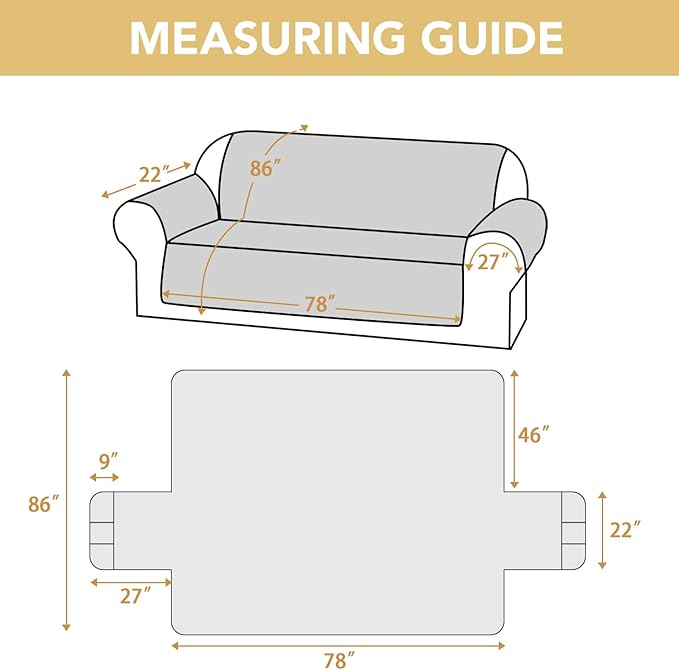 H.VERSAILTEX 100% Waterproof Couch Protector for Dogs Triple Non-Slip Couch Slipcover with Storage Pocket Thick Durable Sofa Covers Washable(XL Sofa, Taupe)