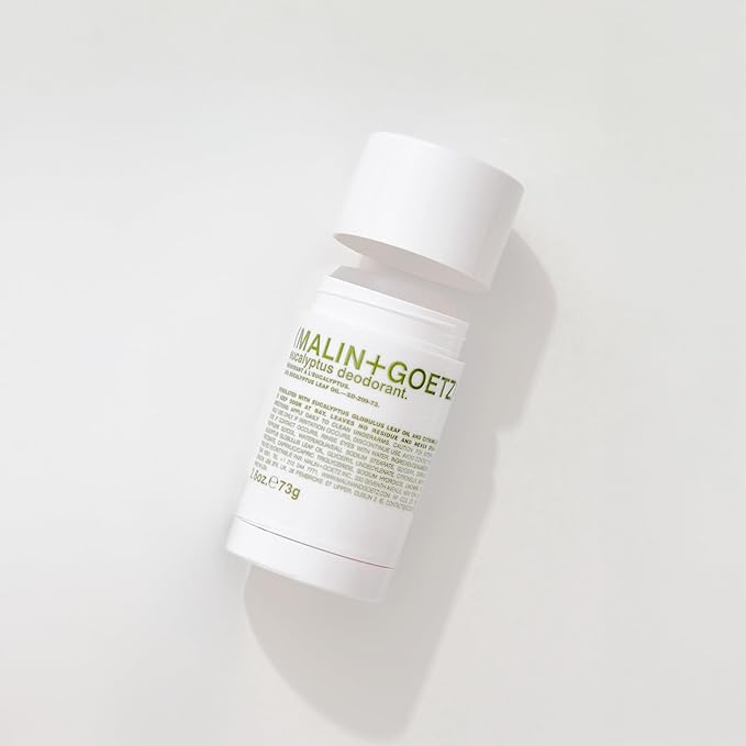 MALIN+GOETZ Eucalyptus Deodorant, natural effective odor & sweat defense, for all skin types, clear color, no residue/stains, free of aluminum, alcohol, baking soda, parabens, cruelty free 2.6 Fl Oz