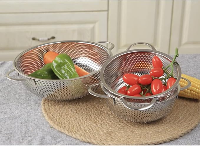 DOITOOL Stainless Steel Fry Basket with Long Handle 16.85 Inch Micro-Porous Strainer Colander for Draining Fried Food Vegetables Fruits and Seafood