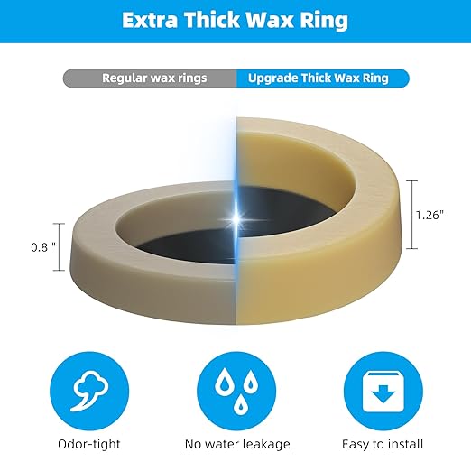 Hibbent Toilet Wax Ring, Thick Toilet Bowl Wax Ring Gasket for Toilet Bowl, Polyethylene Flange- Gas, Odor and Watertight Seal, Fits 3-inch and 4-inch Waste Line