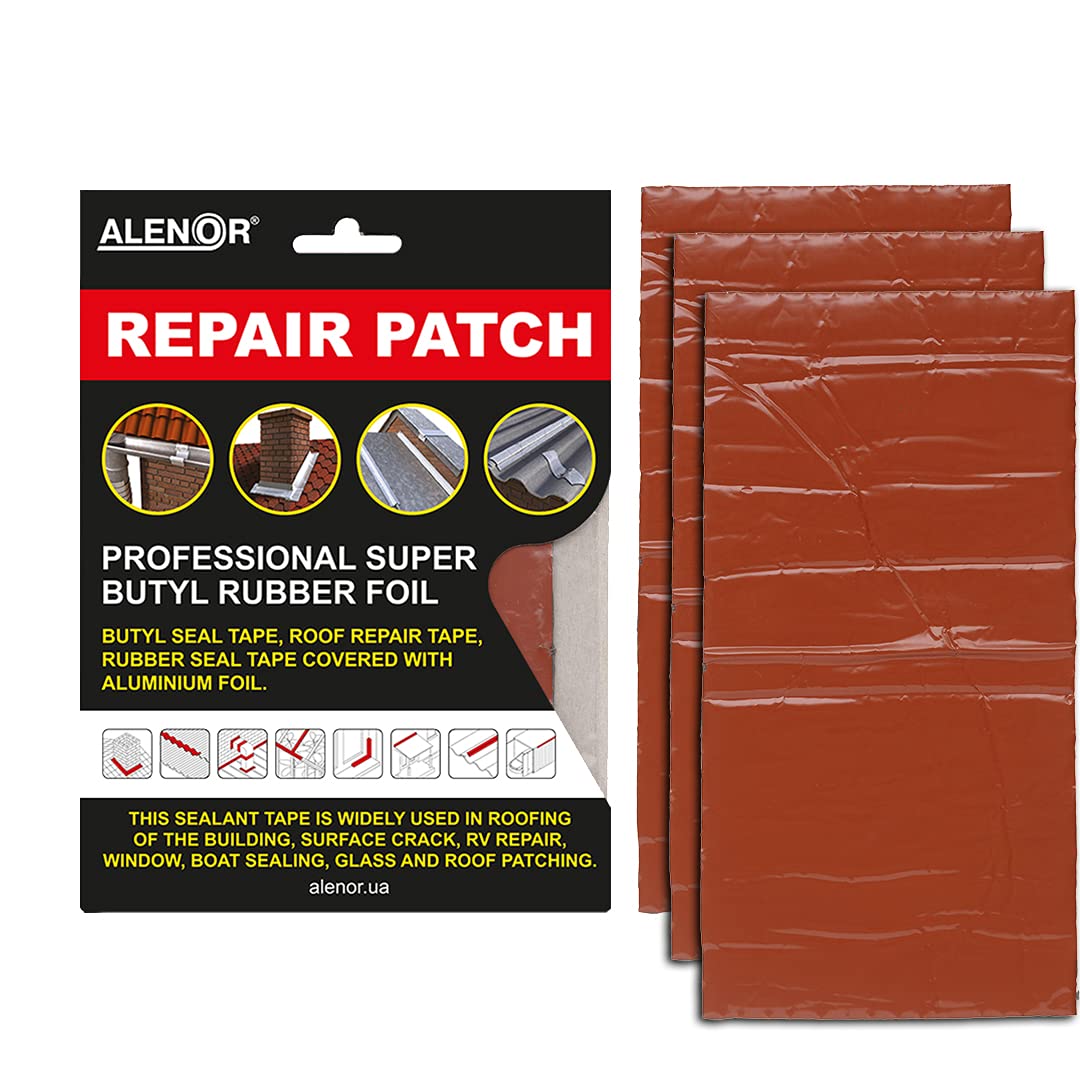 Alenor Brown Butyl All Weather Repair Patch 4"x6" | Home Repair - Image 1