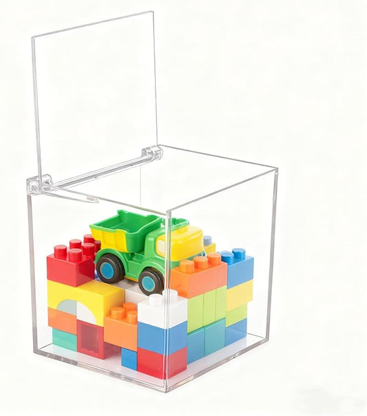 Acrylic Box Clear Hinge Lid Box with Lid Small Clear Display Multipurpose Storage Contanier for Keepsakes, Jewelry, Trinkets