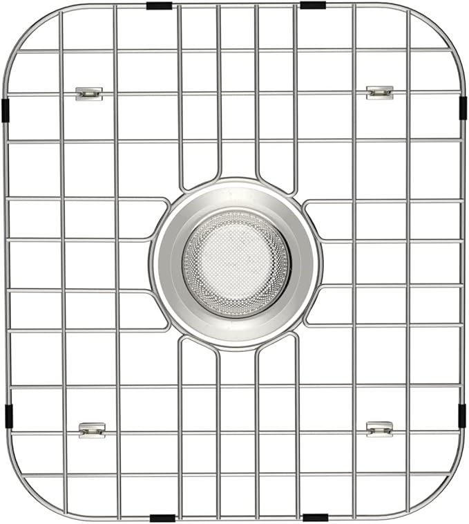 SANNO Kitchen Sink Protectors Gird, Bottom Grid Centered Drain Hole Sink Grid and Stainless Steel Sink Protectors 13.65" L X 11.6" W