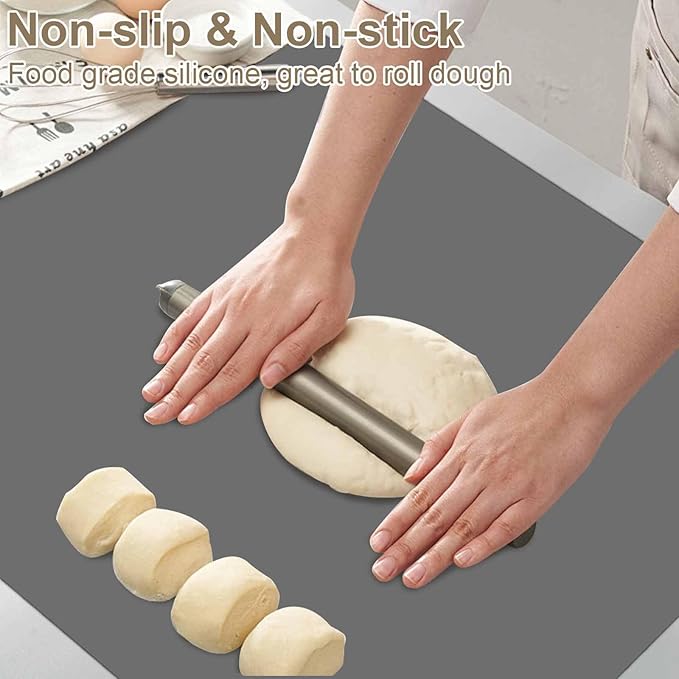 48"x24"(120cmx60cm) Large Silicone Mat for Kitchen Counter, Non-Slip Heat Resistant Countertop Protector, Waterproof Multipurpose Mat for Kitchen Island(2Pack, Dark Gray)