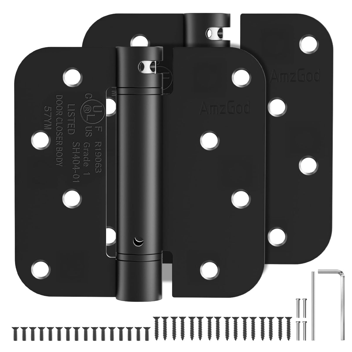 Self Closing Door Hinges 4 Inch, Matte Black Spring Loaded Hinges - Image 1