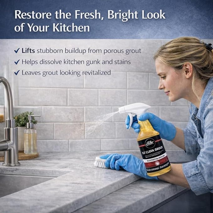 Fuller EZ Clean Grout Cleaner – Professional Strength Tile & Grout Cleaner Spray, Extra Heavy Duty Deep Cleaning Formula, No Mixing Needed, Removes Dirt & Stains, 32 fl. Oz (Refill Bottle)