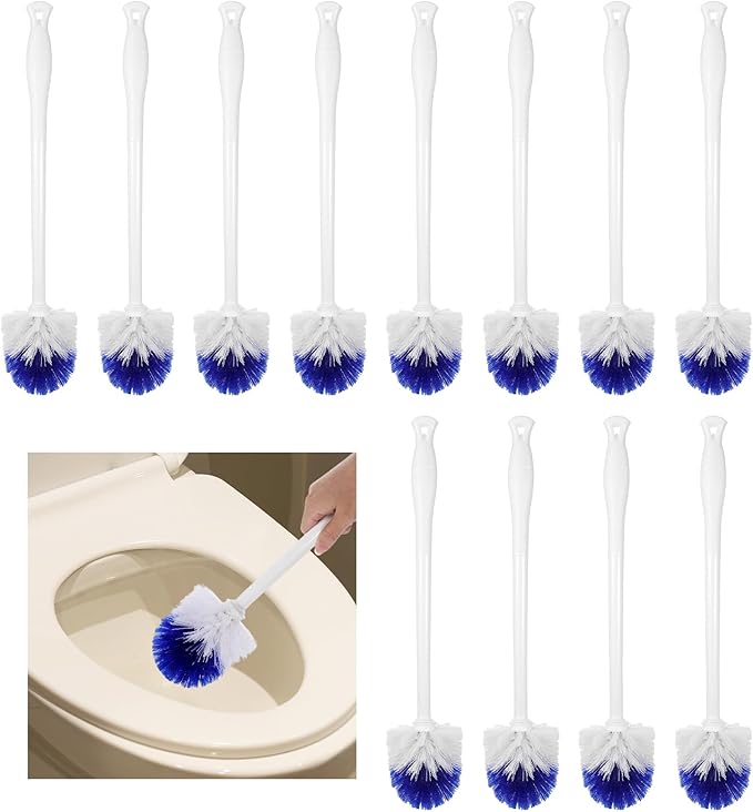 12 Pcs Toilet Brush, 18.5 Inch Long Plastic Handled Toilet Bowl Cleaning Brush Soft Bristle Heavy Duty Long Scrubber for Household Bathroom Cleaning Supplies