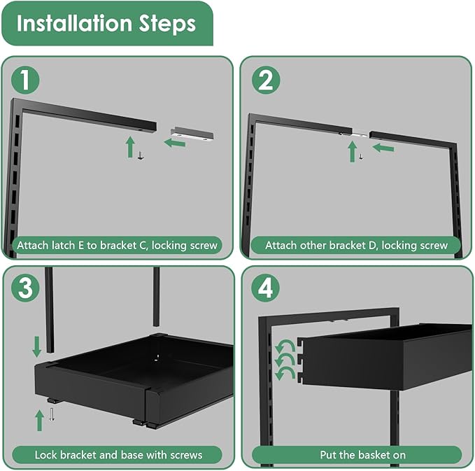 Expandable Under Sink Organizer, 2-Tier Under Cabinet Organizer, Height Adjustable Pull Out Rack for Kitchen Bathroom Laundry, Black, 2 Pack