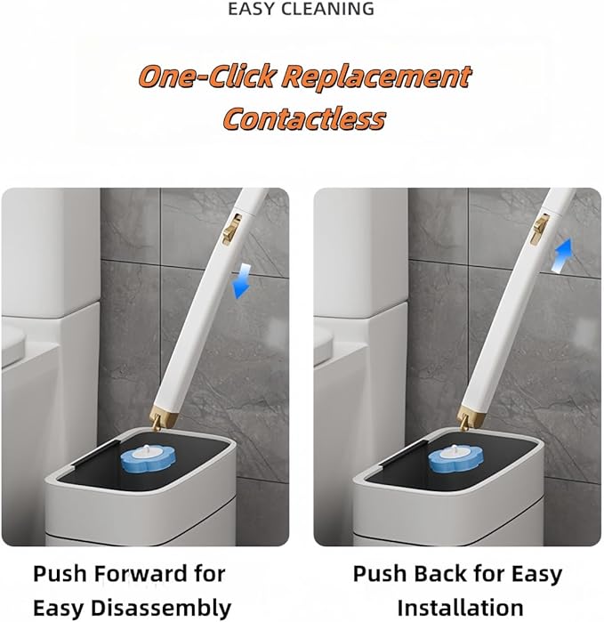 Disposable Toilet Brush and Holder,Cleaning Supplies,Deep Cleaning,Wall Mount Toilet Cleaning System,1 Toilet Wand + 18 Toilet Brush Refill (Ocean Blue Package)