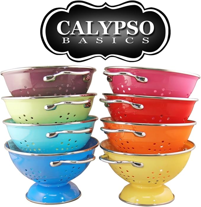 Calypso Basics by Reston Lloyd Powder Coated Enameled Colander, 1 Quart, Red