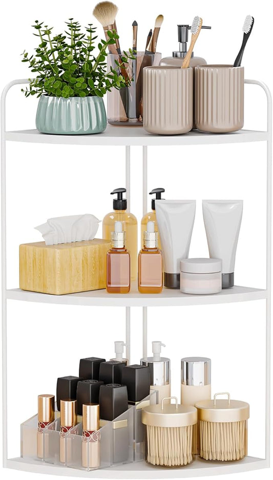 Bathroom Counter Organizer,Countertop Organizer,Vanity Organizers,Bathroom Storage,Bathroom Sink Caddy,Counter Shelf,Corner Counter,Corner Shelves(White)