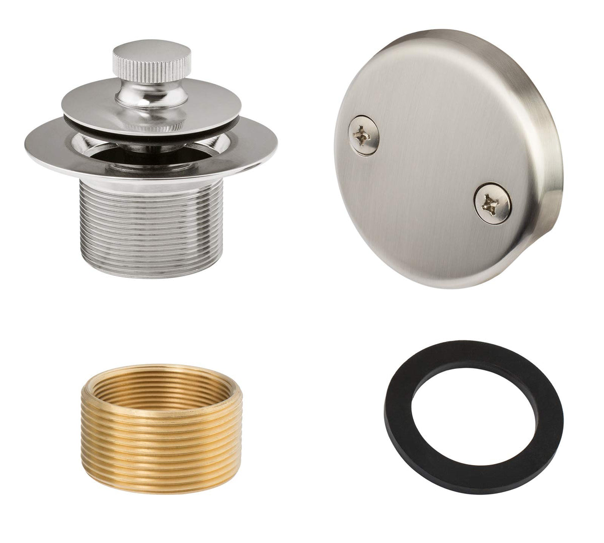 Lift & Turn Bathtub Drain Conversion Kit, Brushed Nickel - Image 1