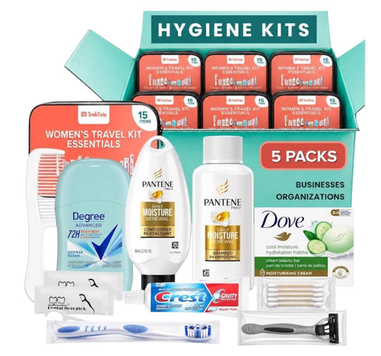 Hygiene Kits Bulk 5 Pack Womens Travel Size Toiletries - Image 1