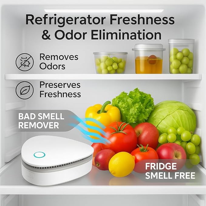 Fridge Deodorizer for Refrigerator, Freezer & Pantry – Long-Lasting Odor Control Freshener for Kitchen, Closets, Shoe Cabinets & Food Storage – Compact, Reusable, No Fragrance