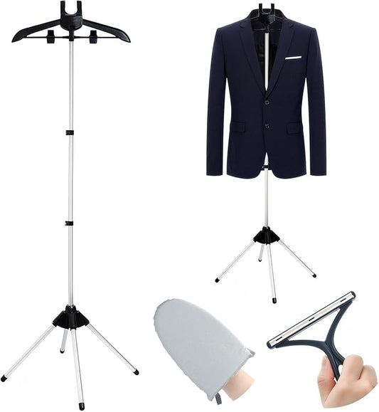 Garment Steamer Stand for Clothes, 32-63 Inch Portable Clothes Stand for Clothing Graduation Gowns, Coats and Shirt Display, Steam Iron Stand, Including Ironing Gloves, Clothes Rac, Hair Remover ﻿
