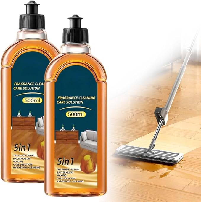 Floor Cleaner, 2026 New 5-In-1 Floor Cleaner Pro, Multi-Purpose Scrubbing Pad for Kitchen and Bathroom, Efficient Stain Remover for Families, Hardwood Surface Wax/Shine/Oil (2pcs)