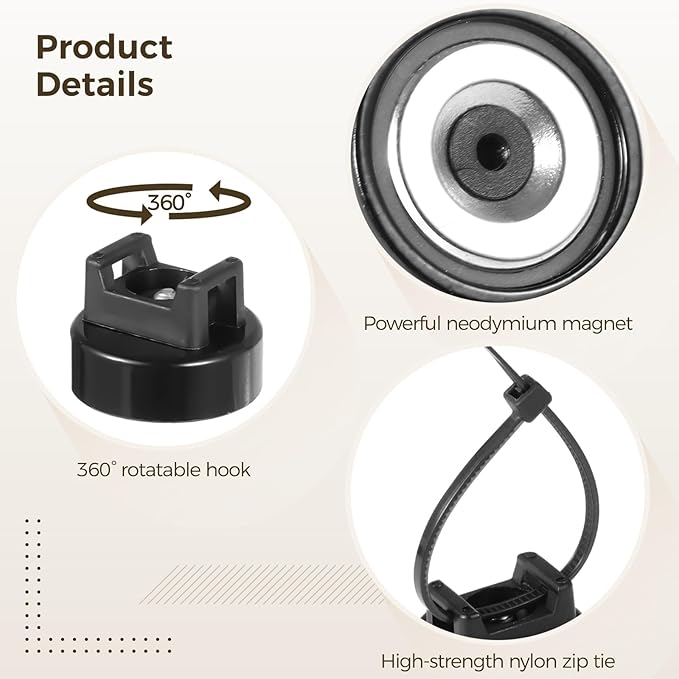 Magnetic Cable Zip Tie Mounts, 50 Pcs Magnets with 200 Pcs Cable Zip Ties, Multipurpose Magnetic Cable Holder for Cable Management, Wire Management Bases, Wire Cable Clips