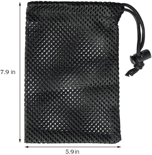 Mesh Bag, Small Nylon Mesh Drawstring Bag with Cord Lock, Black, 6 Pcs,5.9 x 7.9 Inch for Travel Stuff Bags, Cleansing Supplies