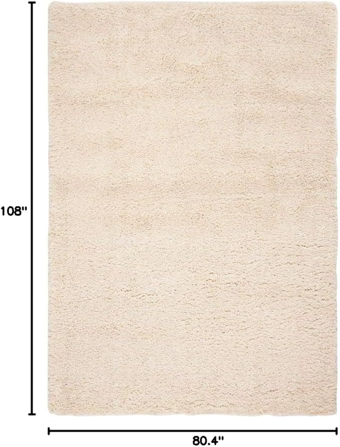 SAFAVIEH Fontana Shag Collection Area Rug - 6'7" x 9', Creme, Solid Design, Non-Shedding & Easy Care, 2-inch Thick Ideal for High Traffic Areas in Living Room, Bedroom (FNT800B)